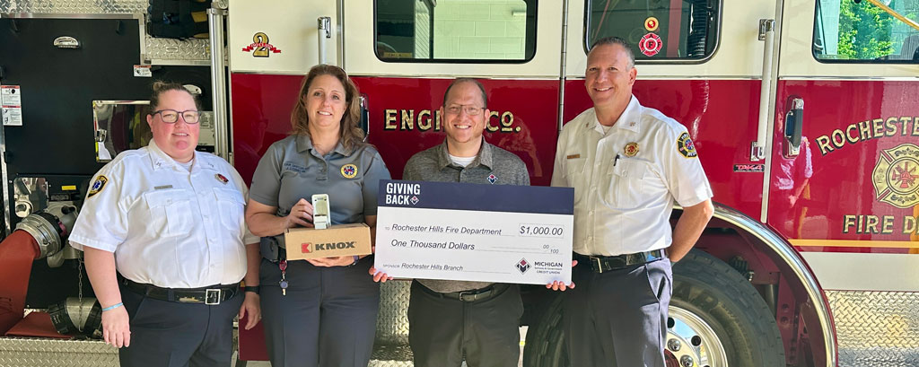 Rochester Hills Fire Department check presentation